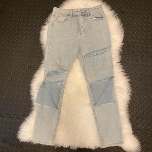 AKIRA Cutout High Light Washed Waisted Jeans